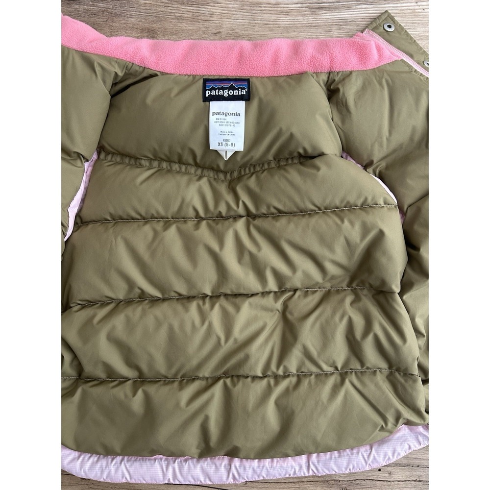 Patagonia Puffer Vest Girls Size XS Brown/Pink - Picture 5 of 11
